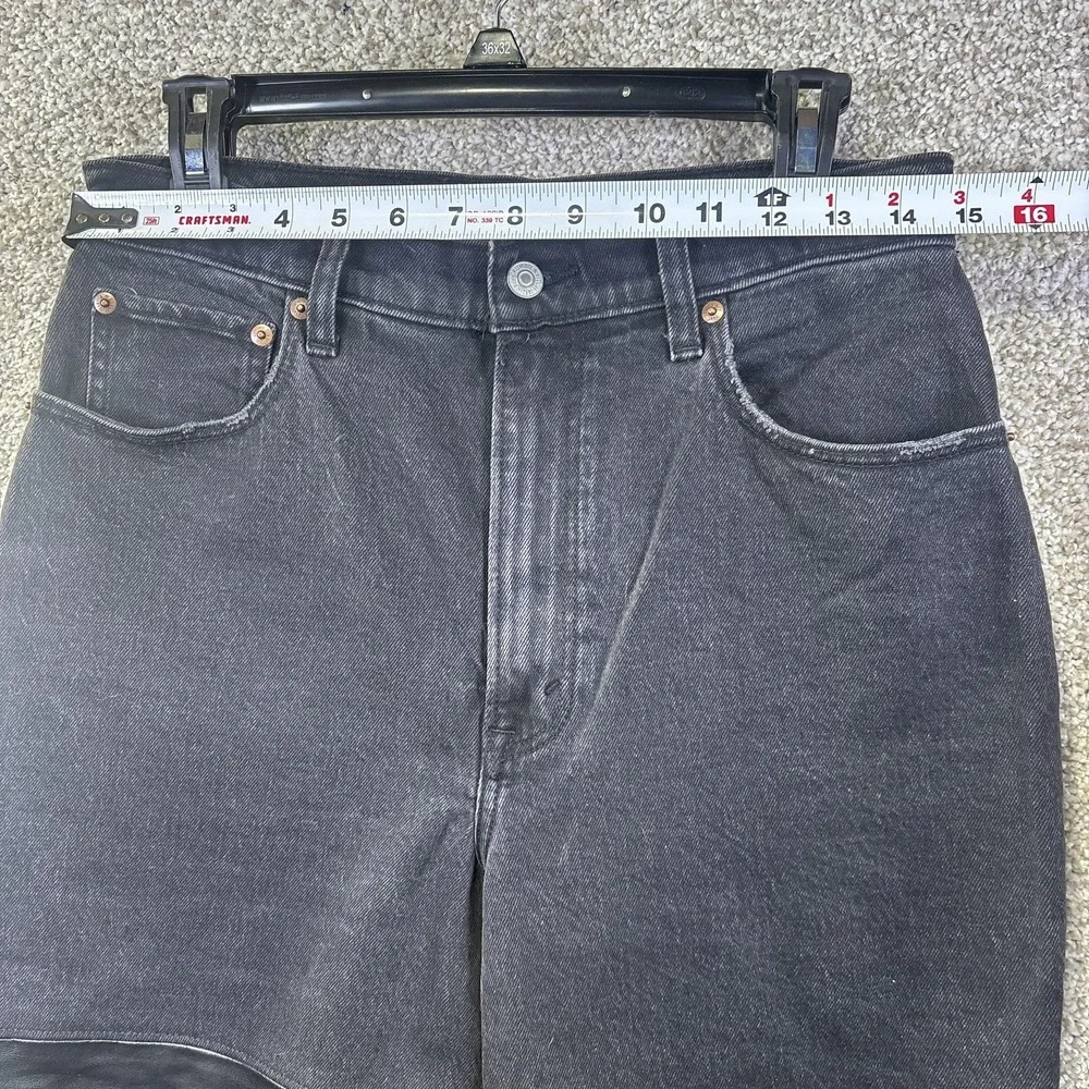 Abercrombie & Fitch 90s Straight Jeans Womens 30 Charcoal Faux Leather High Rise